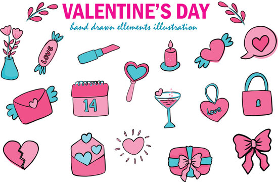 hand drawn velentine's day ellement illustration