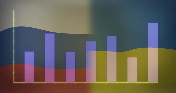 Semi-transparent bar chart filling dashboard showing six flat design bars and layered wavy fills
