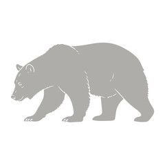 Obraz premium Minimal Bear Silhouette Vector Illustration in Black on White Background ,Bold Bear Silhouette Vector . Strong Bear Silhouette Icon, Wild Bear Silhouette Vector Design for Outdoor and Adventure Brands