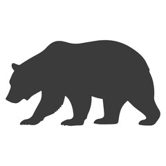 Fototapeta premium Minimal Bear Silhouette Vector Illustration in Black on White Background ,Bold Bear Silhouette Vector . Strong Bear Silhouette Icon, Wild Bear Silhouette Vector Design for Outdoor and Adventure Brands