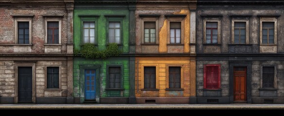 Fototapeta premium city facades tell tales of time with colorful layers like nature's peeling bark