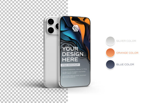 Standing  Smartphone Mockup Isolated on Transparent Background &ndash; Clean App and UI Presentation