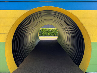 yellow tunnel pedestrian underpass in the park