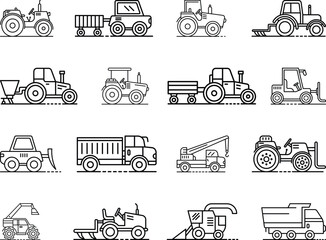 Agricultural machines Icon Eps, Vector Images Black and White