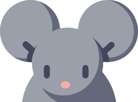 Cute Mouse Face Front View Illustration
