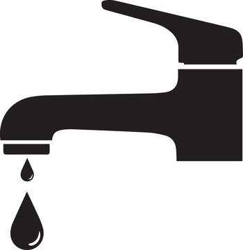 Water faucet dripping water drop illustration vector silhouette conservation