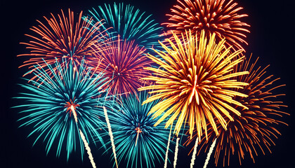 Fototapeta premium colorful fireworks explosion in night sky during celebration event