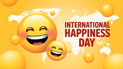 International happiness day: a vibrant illustration of global joy with cheerful emojis