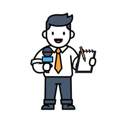 Fototapeta premium Cartoon Male News Reporter Holding Microphone.