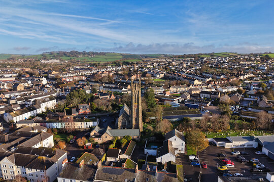Aerial view of  Barnstaple, North Devon, UK