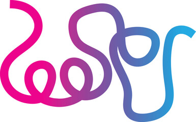 Obraz premium Abstract wiggly squiggly line vector illustration. Abstract gradient wavy line loop with flowing pink to blue hues forming dynamic wavy curve perfect for posters, tech arts.