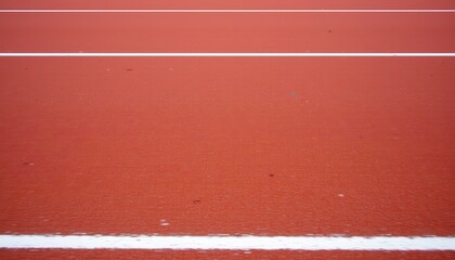 Vibrant Red Running Track Surface with White Lines for Athletic Events and Competitions