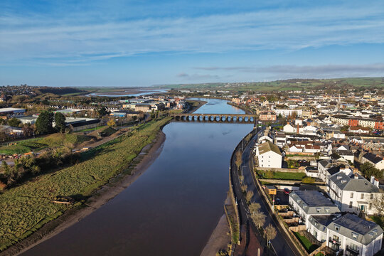 Aerial view of  Barnstaple, North Devon, UK