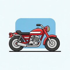 Fototapeta premium Red motorcycle on blue background.