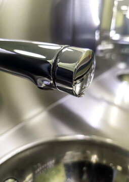 Shiny faucet in a bathroom