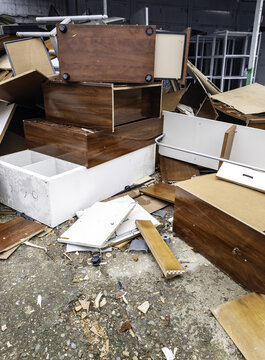 Broken furniture for recycling