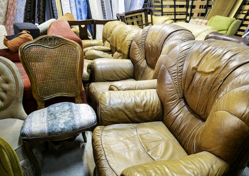 Old leather sofas