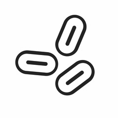 Fototapeta premium ​Minimalist yeast icon featuring three oval microorganisms. Black line art vector illustration for microbiology, fermentation, probiotic, and laboratory concepts.