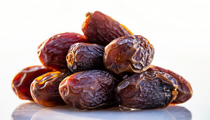 Obraz premium Dates piled on white surface