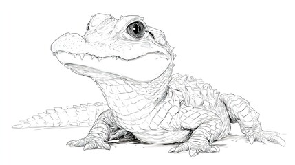 Fototapeta premium Crocodile illustration, reptile drawing, animal artwork