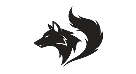 Naklejka premium Stylized Black Fox Silhouette Art A Minimalist Graphic Design of a Wild Canine
