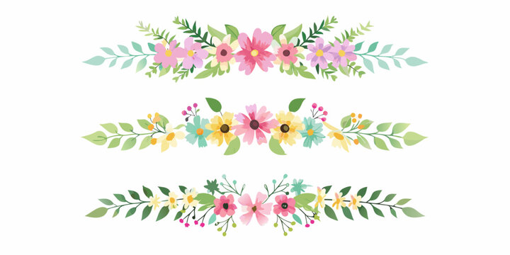 Watercolor floral arrangements with pink yellow and teal accents