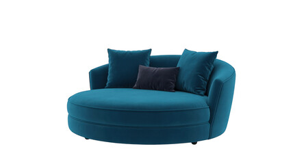 Teal Velvet Chaise Lounge with Pillows teal couch velvet sofa isolated on a transparent background