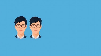 Smart Business People Sketch Vector Style on Blue Backdrop