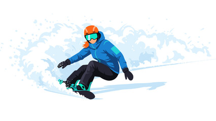 Snowboarder in action: dynamic winter sports scene with vibrant colors