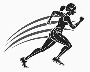 Obraz premium Woman Runner Silhouette, Sports and Fitness Vector Design