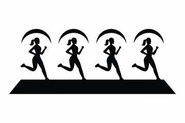 Obraz premium Female athlete running silhouette vector illustration, isolated on white background