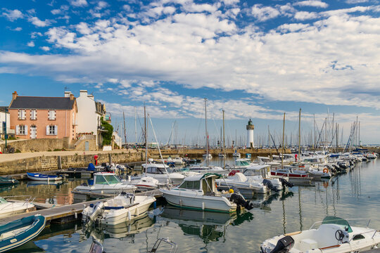 Boats in Port Haliguen harbor Quiberon Brittany France