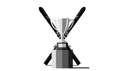 Monochrome trophy with skis: symbol of winter sports achievement