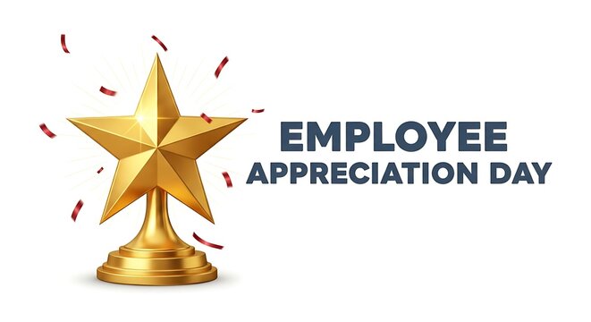 Celebrating employee appreciation day with a golden star trophy