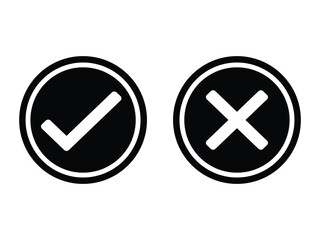 Black and white correct and wrong symbols &ndash; Functional visual markers for indicating approval status, evaluation results, correction tasks, and verification stages in digital and printed media