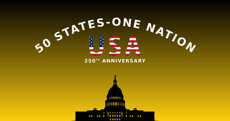 250th Anniversary of United States of America. 50 States.