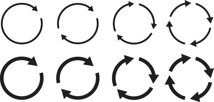 circular arrow line icons icon set.Trendy circular arrow icons. Sleek data synchronization and transfer symbols. Modern website refresh and back button elements.
