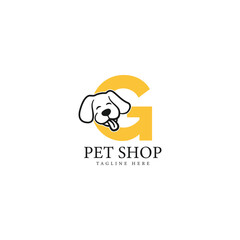 Obraz premium Letter G logo with a dog face. Alphabet G Pet Icon