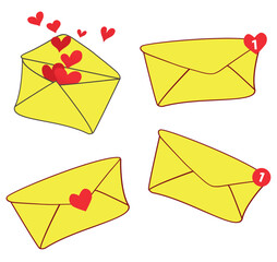 A set of love letter. vector illustration