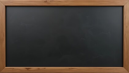 Isolated on a white background is a chalkboard with a brown wood frame.