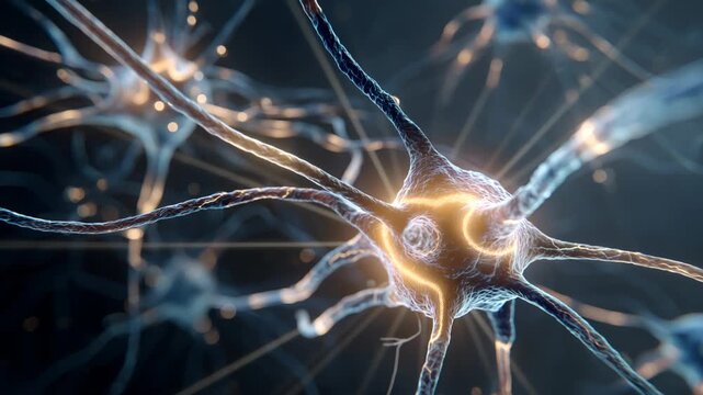 Complex interactions show neurons and synapses communicating in the brain