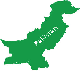 Obraz premium Pakistan Map Silhouette -Green Vector Outline of Pakistan Country Border