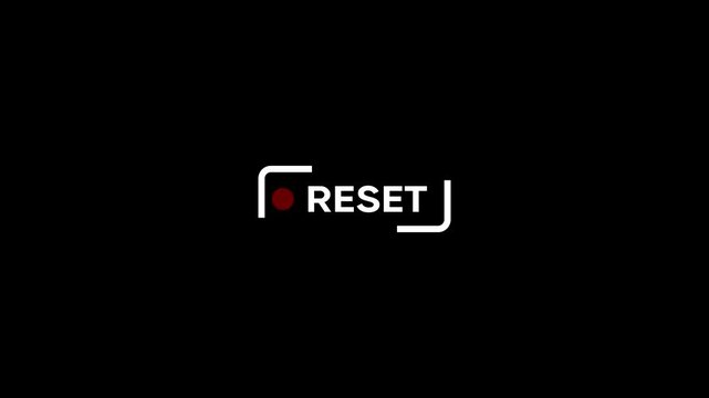 Reset Button Animation Concept with White and Red on Black Background for Technology and Business Applications