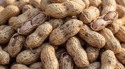 Fototapeta premium Peanuts in shell, natural, earthy tones, textured, food ingredient photography