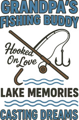 Grandpa Fishing Buddy Hooked On Love Design