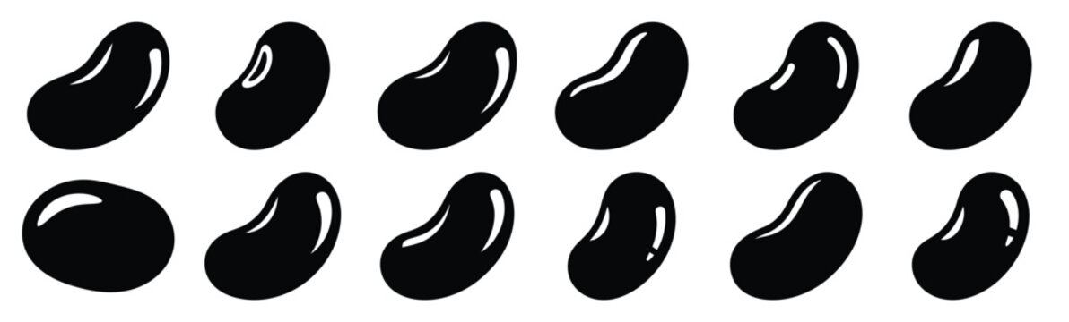 Easter jelly bean Silhouette vector icon set. Easter vector icons on white background and Vector illustration.