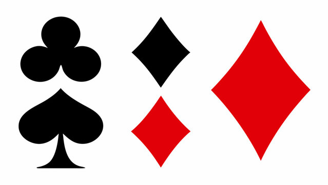 Playing card suits clubs diamonds and hearts displayed in a simple arrangement