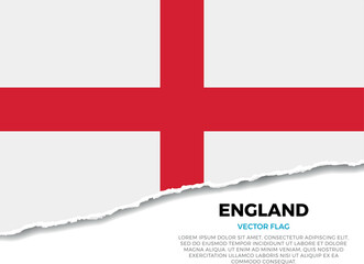 Fototapeta premium Flag of England. Creative Torn Paper Edge Effect on transparent background