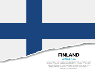 Obraz premium Flag of Finland. Creative Torn Paper Edge Effect on transparent background
