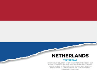 Fototapeta premium Flag of Netherlands. Creative Torn Paper Edge Effect on transparent background